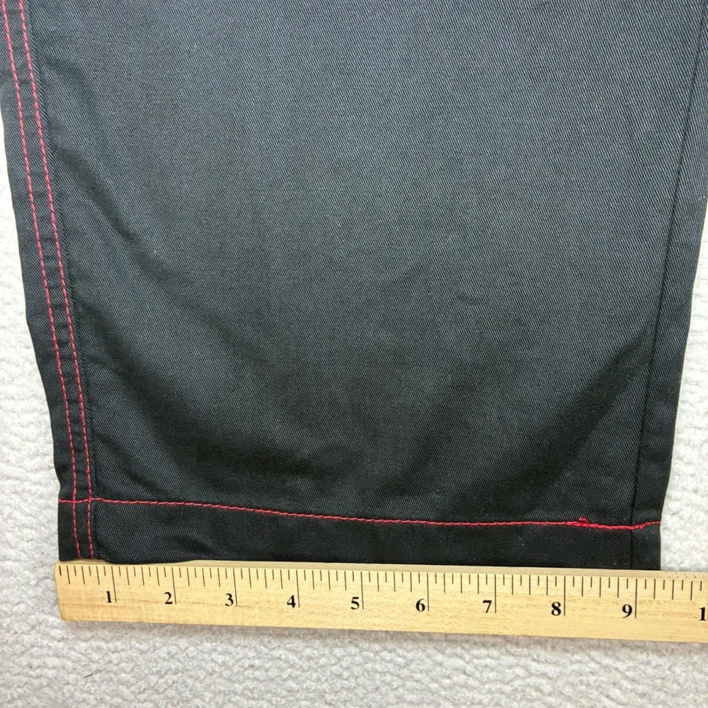 True Religion Baggy Cargo Pants Men 36x32 Black Red Straight Contrast Stitch NWT